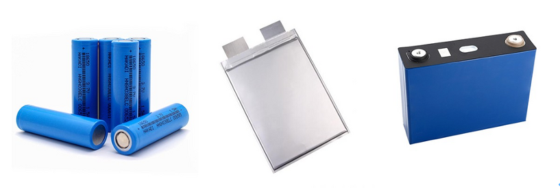 Apperances of cylindrical, pouch and prismatic battery